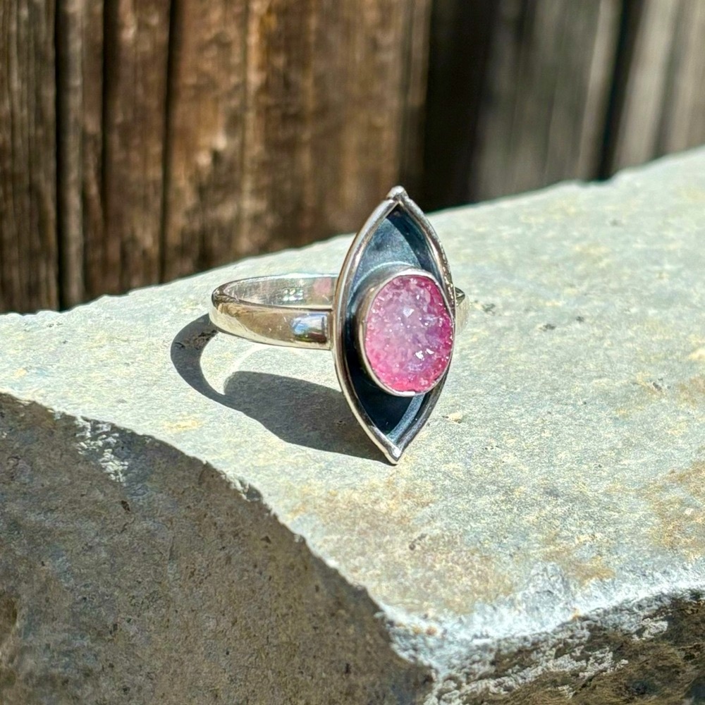 Pink Druzy Ring - image 1